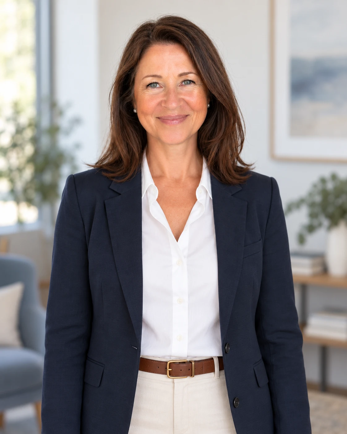 Susan Liddy, MAMFT, facing the camera with a gentle smile